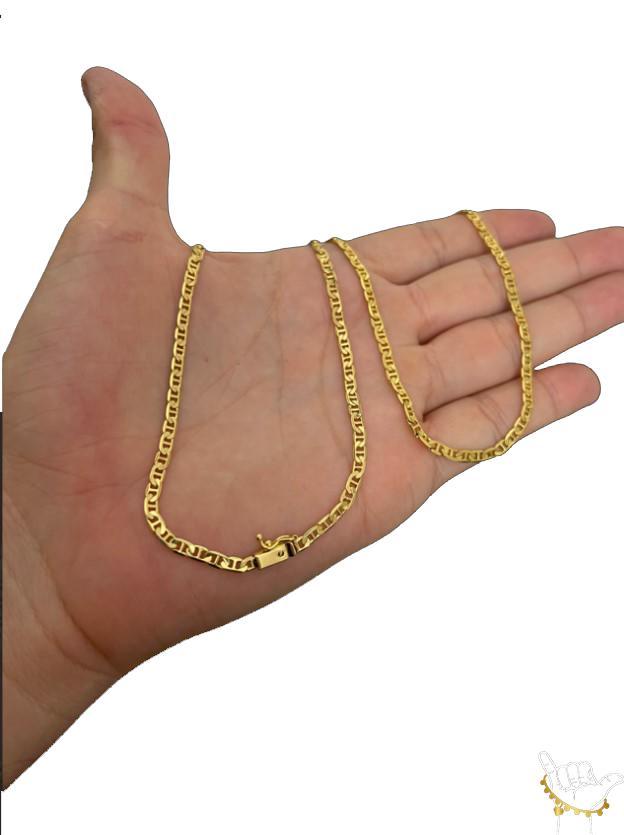 Miniatura Cordão Piastrine 3Mm + Pingente Cruz Banhado A Ouro 18K Luxo