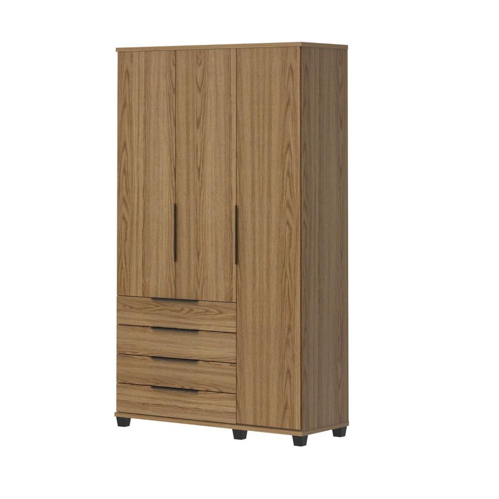 Miniatura Guarda-roupa Solteiro 3 Portas 4 Gavetas 100% Mdf Allen 136,9 Cm Freijó