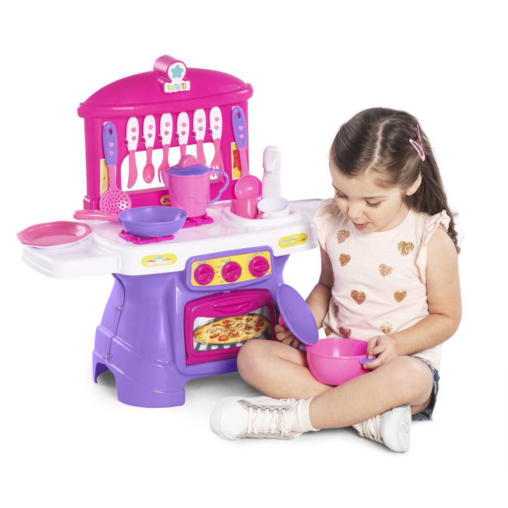 Miniatura Cozinha De Brinquedo Calesita Mini Chef Rosa Com Água