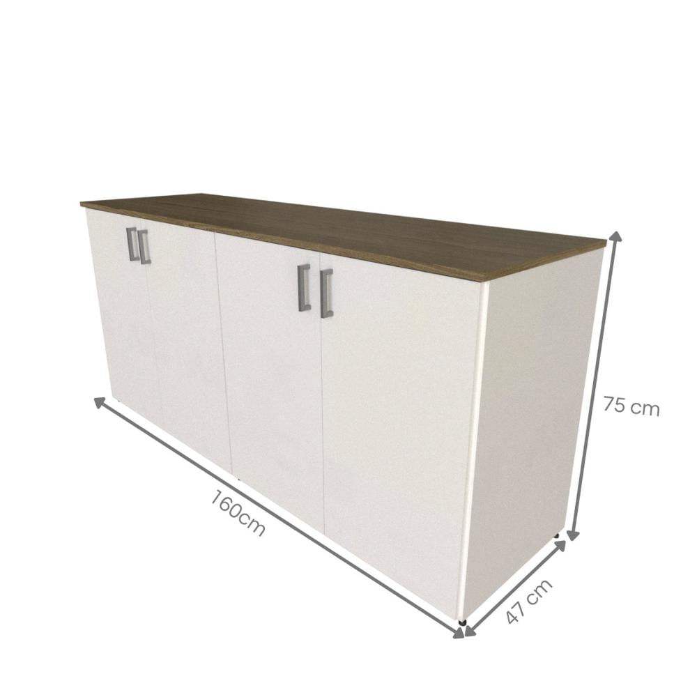 Armário Duplo Baixo para Quarto Moderno Branco/ Mel