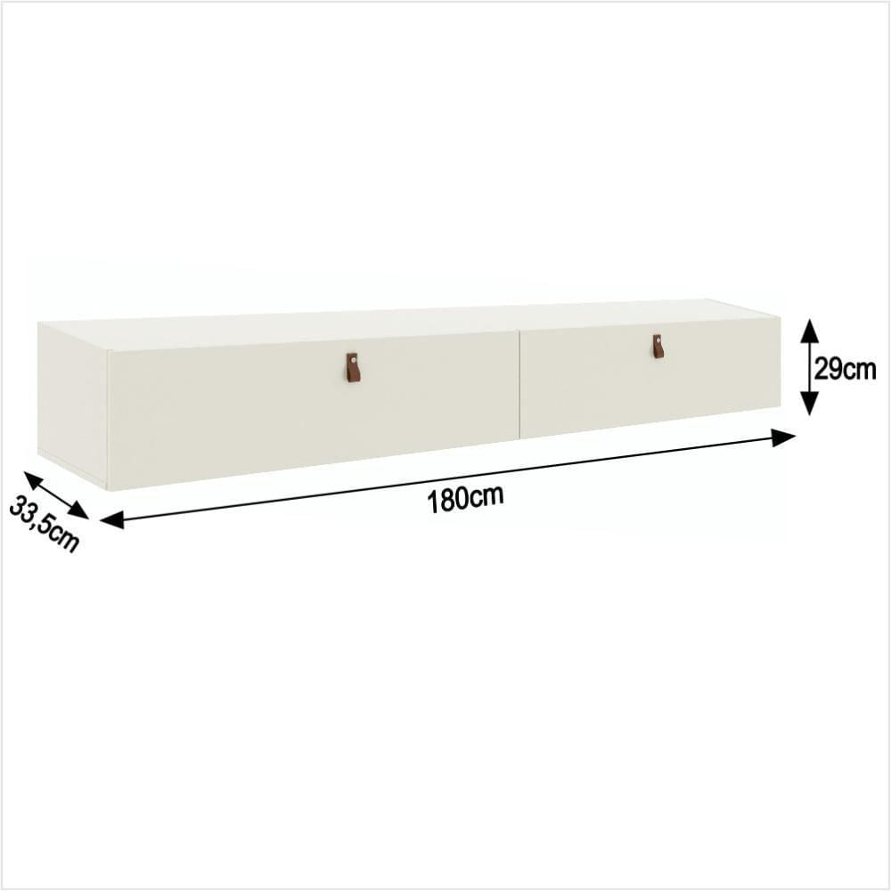 Rack Com Painel Ripado Suspenso Para Tv Até 70 Polegadas 2 Portas Grécia 180cm Off White E Nature