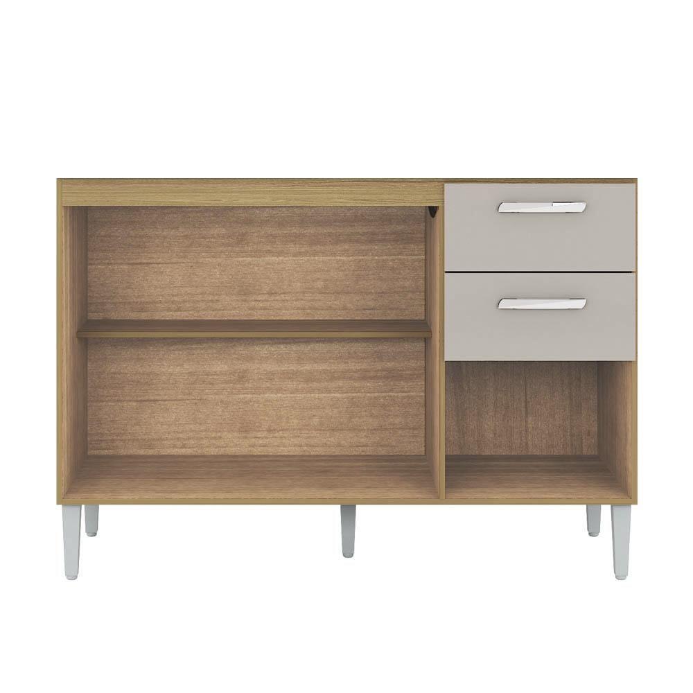 Miniatura Balcão De Cozinha Com Pia Inox 120cm 3 Portas 2 Gavetas Livy P11 Damasco-off White - Mpozenato