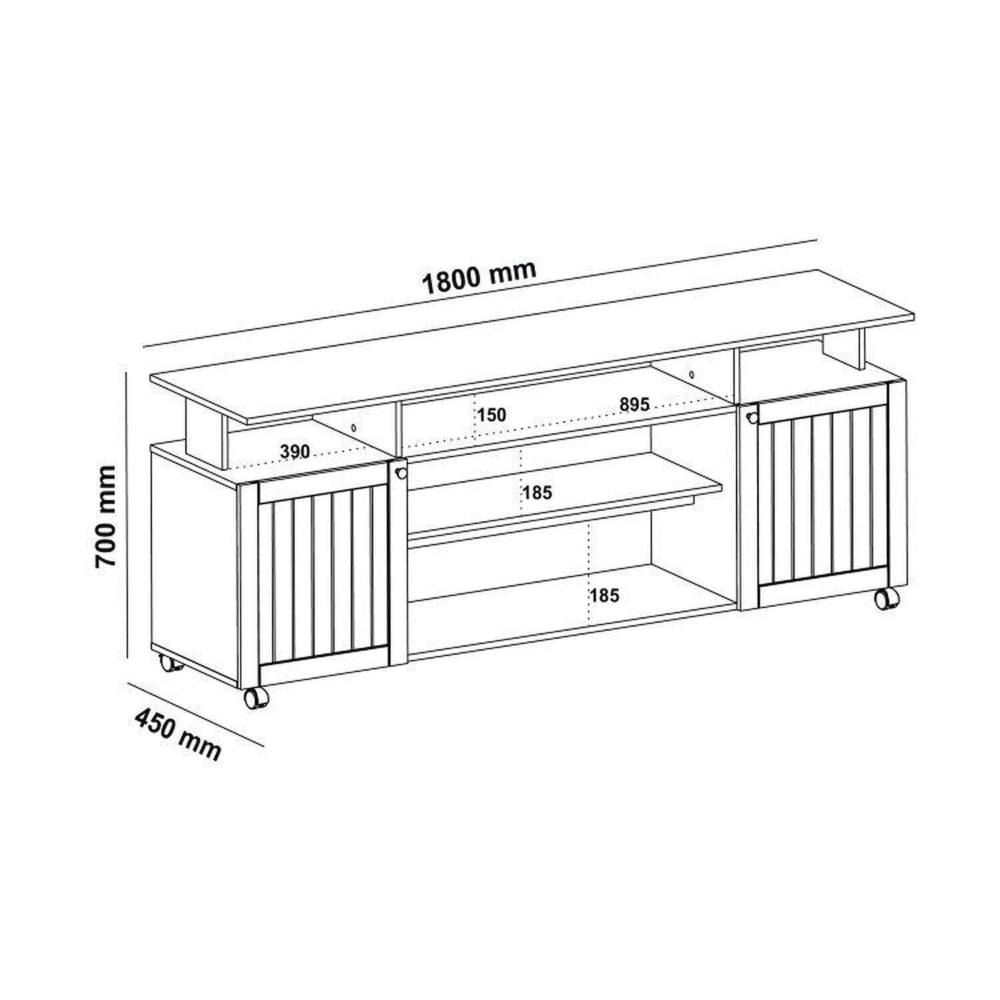 Kit para sala de estar Rack e Bar e Mesa de Centro Ipanema Cinamomo/Off White