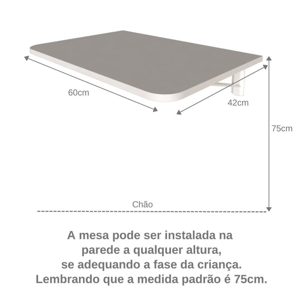 Miniatura Mesa Infantil Dobrável 60cm com Canto Arredondado Branco