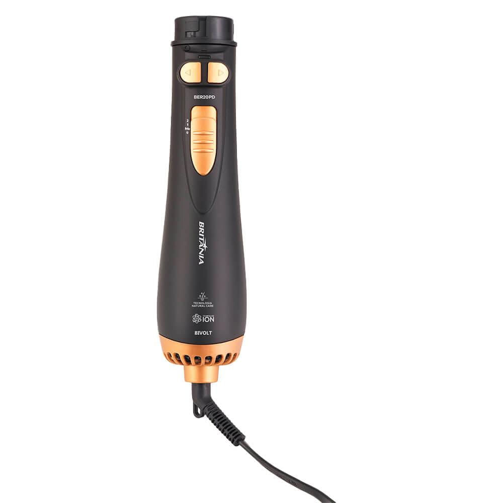 Miniatura Escova Rotativa Britânia BER20PD Preto com Dourado Bivolt Bivolt