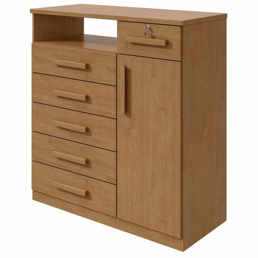 Miniatura Cômoda Da Vinci 6 Gavetas E 1 Porta Lopas Amendoa Clean