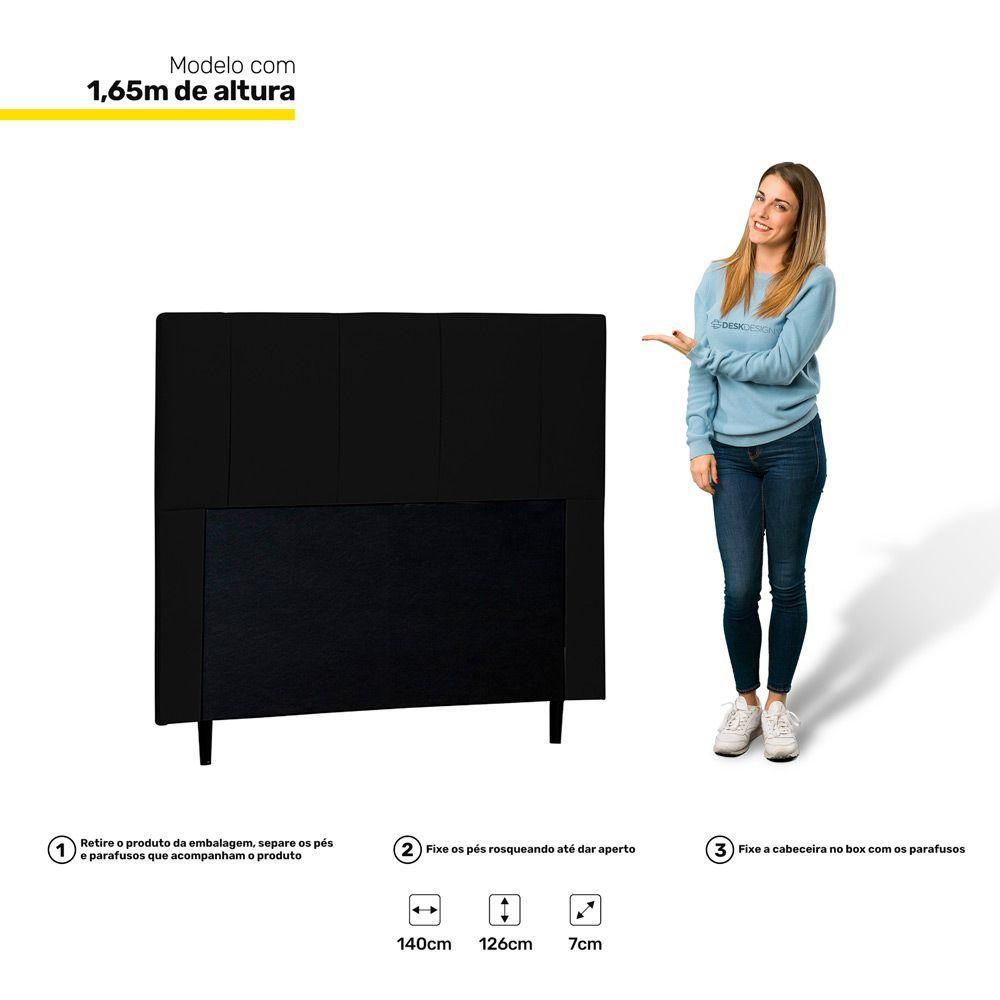 Miniatura Cabeceira Cama Box Casal Donna 140cm Suede Preto
