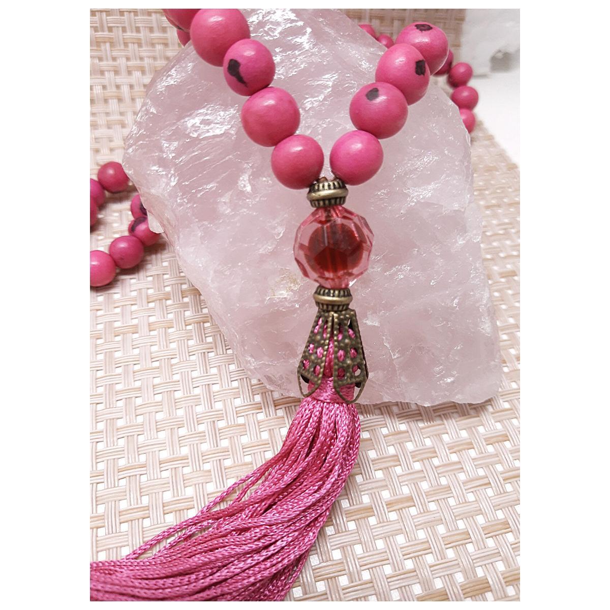 Japamala 108 Contas De Sementes De Açai Cor Rosa Pink Hooponopono