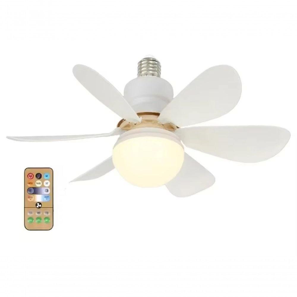 Miniatura Ventilador De Teto Silencioso 3 Velocidades Luminária Led Controle Remoto Bivolt