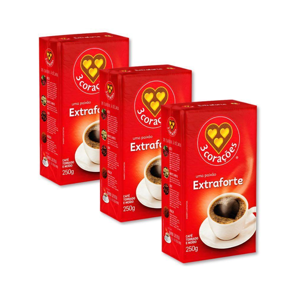 Miniatura Café Três Corações Extra Forte Kit 3 Pacotes A Vácuo 250G