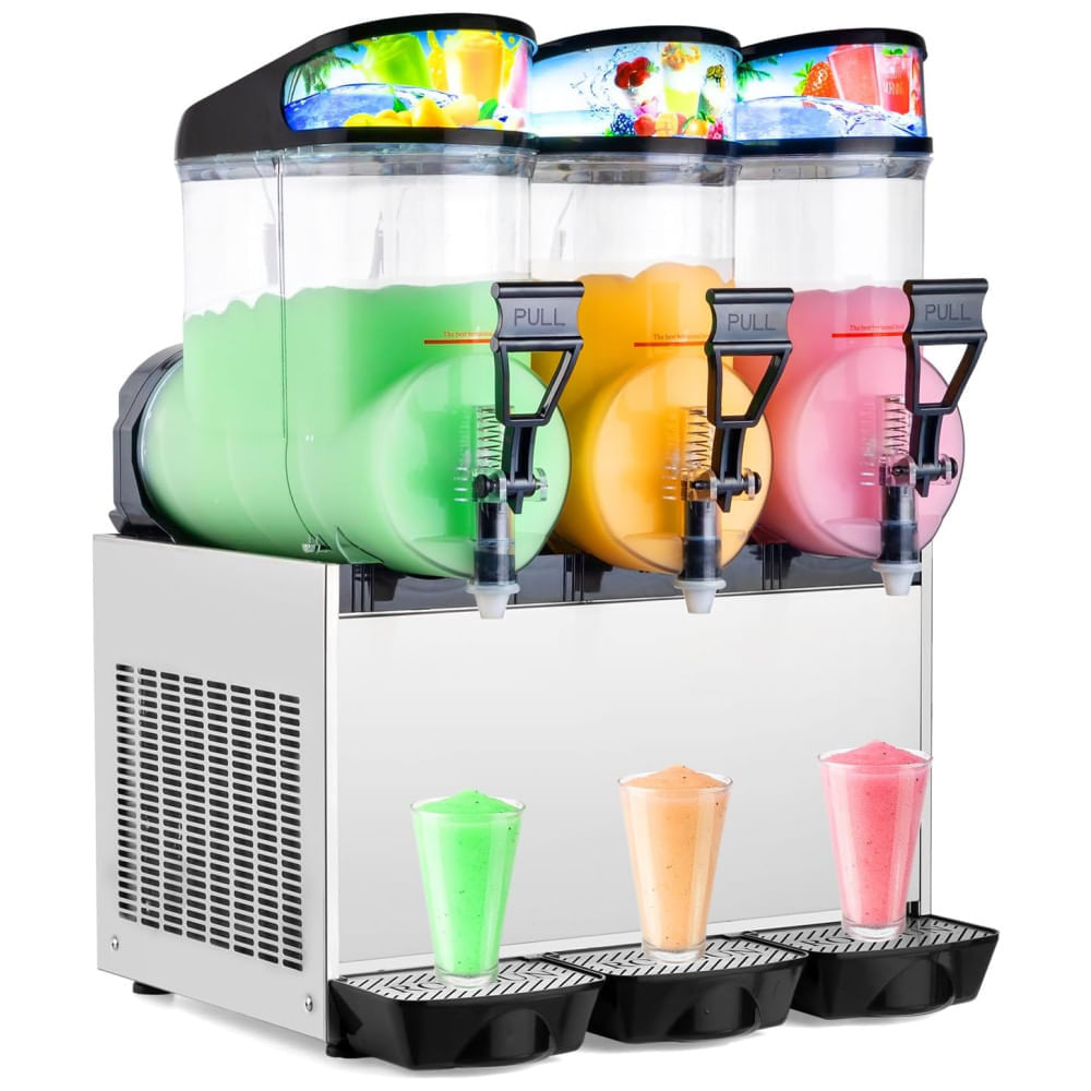 Miniatura Máquina de Frozen ROVSUN, 45L X 3 Tanques de Slushie, Eficiente em Resfriamento para Casa, Restaurante, Bar e Festas