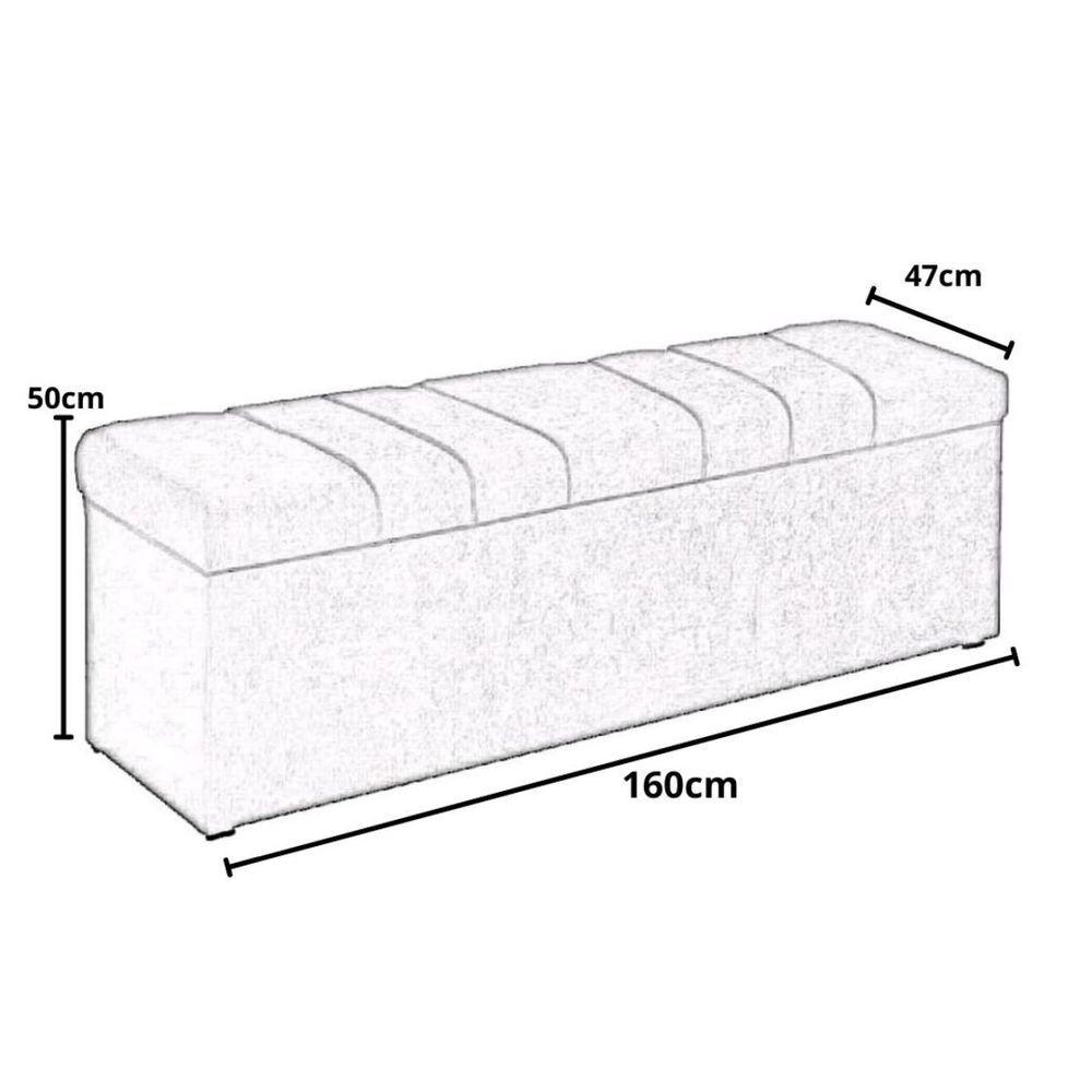 Miniatura Calçadeira Recamier Baú 160 Cm Kiara Suede Preto