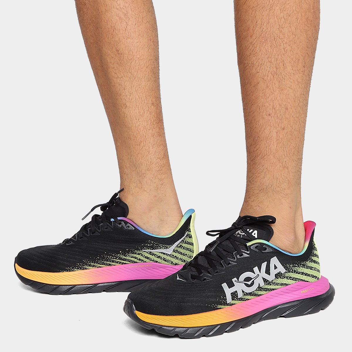Miniatura Tênis Hoka Mach 5 Masculino Preto+Amarelo - 43