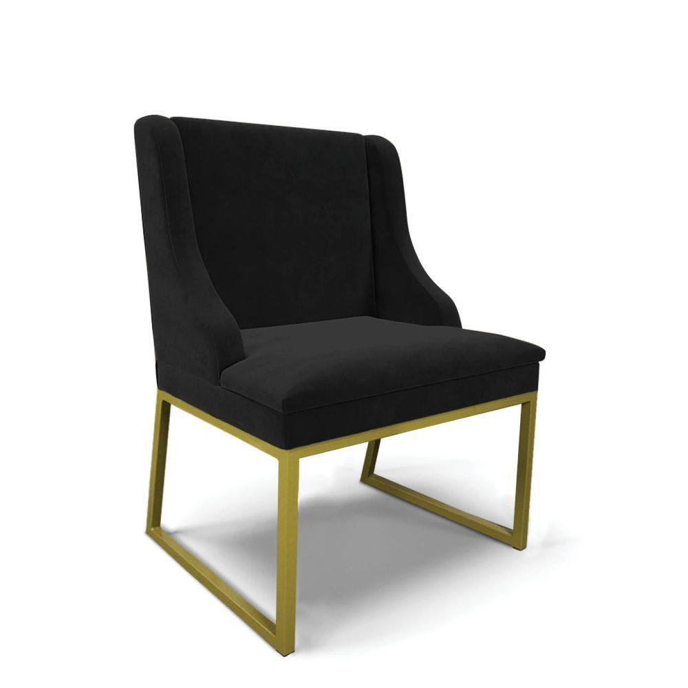 Miniatura Cadeira Sala De Jantar Industrial Dourado Liz Suede Preto D03 - D'rossi