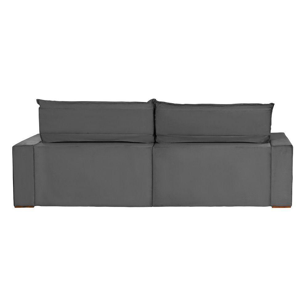 Miniatura Sofá 6 Lugares 2,90Mt Com Molas Retrátil E Reclinável Cinza