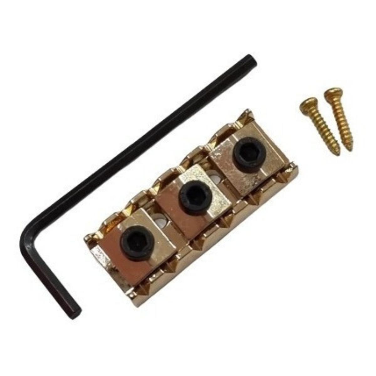 Miniatura Nut Guitarra Com Trava Floyd Rose Dourada 43Mm X 15,5Mm