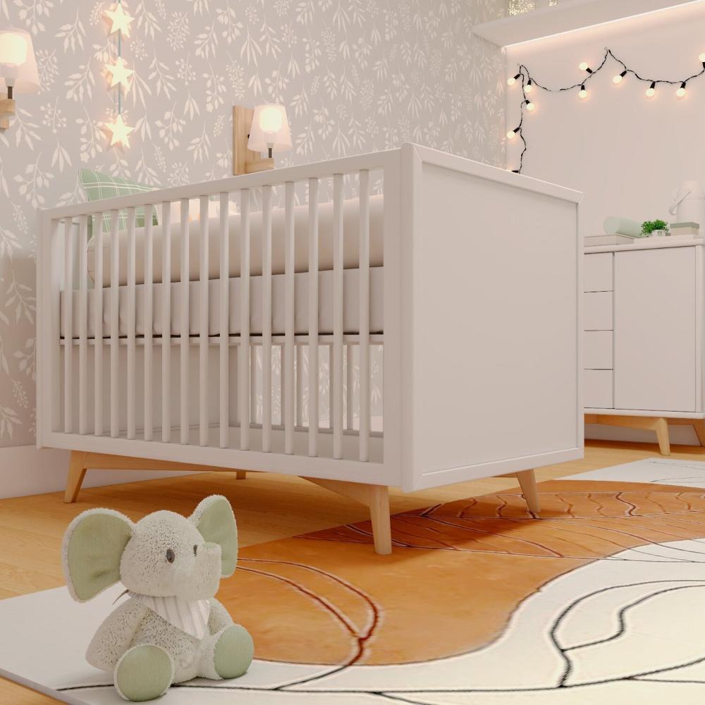 Miniatura Berço Americano em MDF Grade Fixa Zen Branco