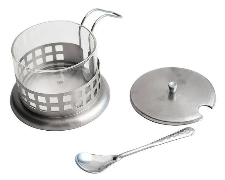 Miniatura Açucareiro Inox e Acrílico 200ml - Organização e Praticidade