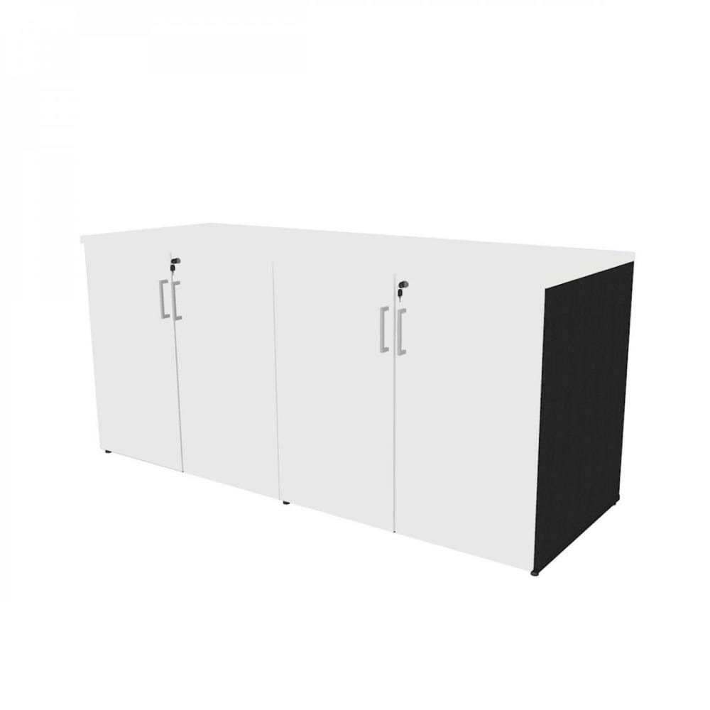 Miniatura Armário Duplo Baixo para Escritório 4 Portas Corp 25 Bramov Móveis Preto/Branco