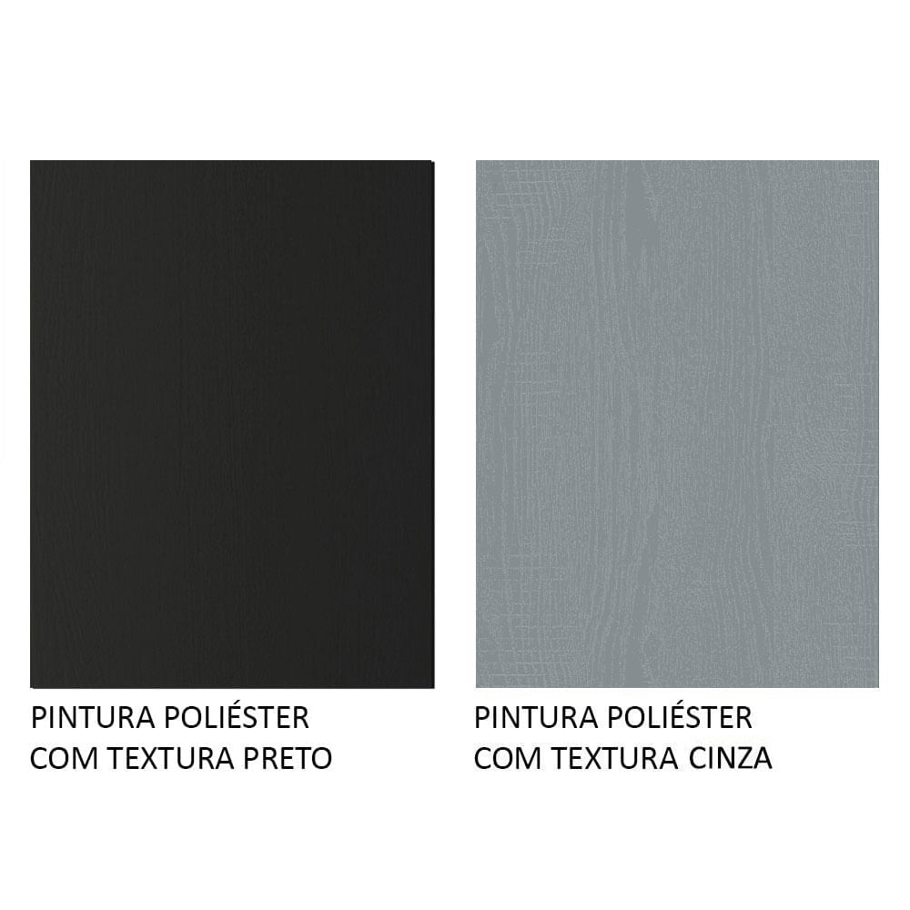 Miniatura Guarda-Roupa Casal 3 Portas de Correr com Espelhos Preto/Cinza Nobre Madesa Cor:Preto/Cinza