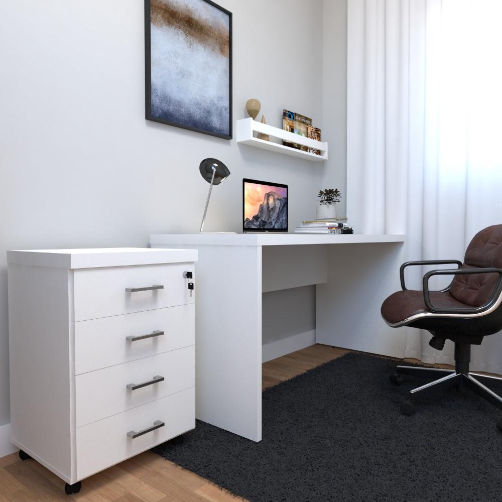 Miniatura Conjunto Escritório / Home Office Kit com Mesa, Gaveteiro e Prateleira