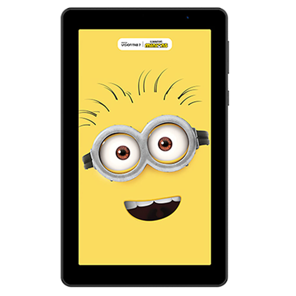 Tablet Positivo Vision Tab 7 Minions - Octa-Core 3GB RAM 64GB, 7” IPS, Android 14  Go, Wi-fi - Capa e Bolsa - Preto