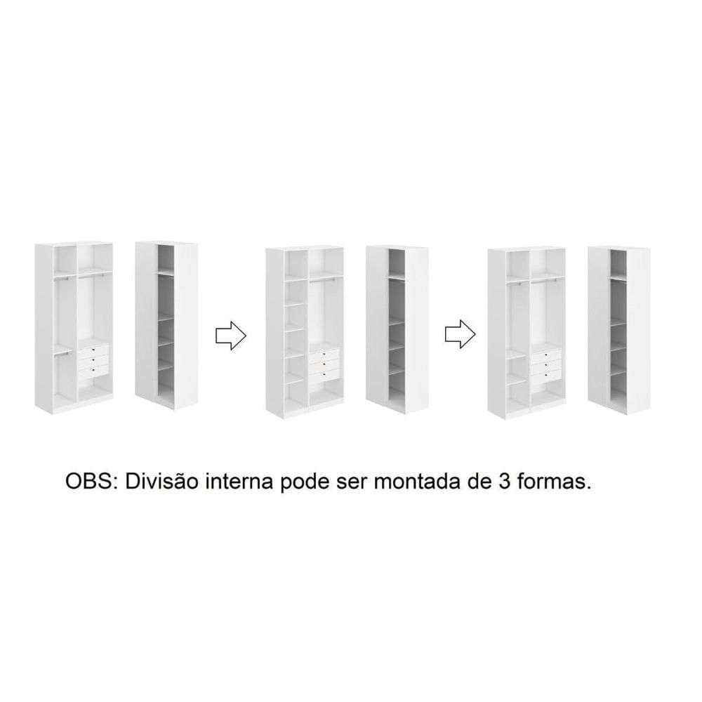 Miniatura Guarda-roupa de Canto Reto 4 Portas Espelho Altezza Slim Branco
