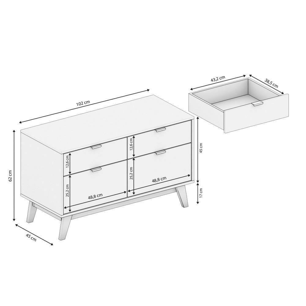Aparador Kappesberg 2 Portas 2 Gavetas Branco/Itapuã