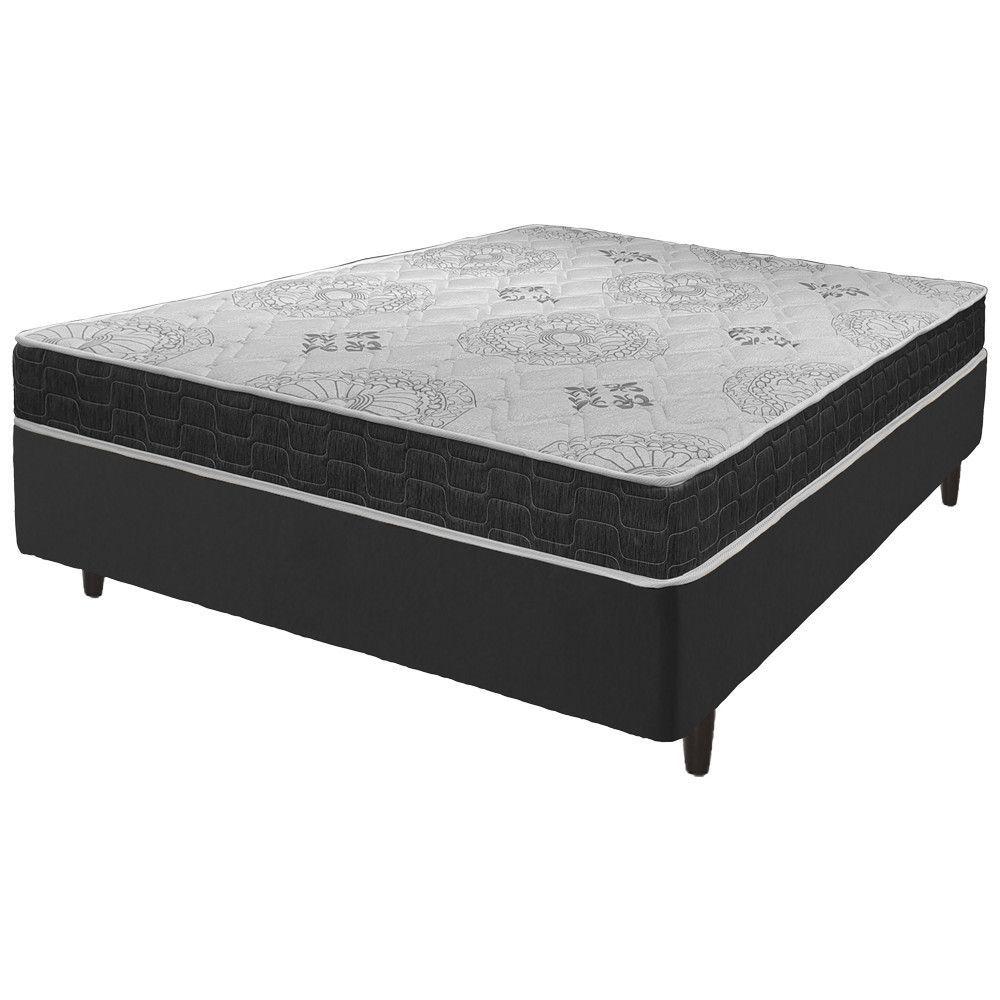 Miniatura Cama Box Viúva Preto + Colchão San Francisco Espuma 128cm