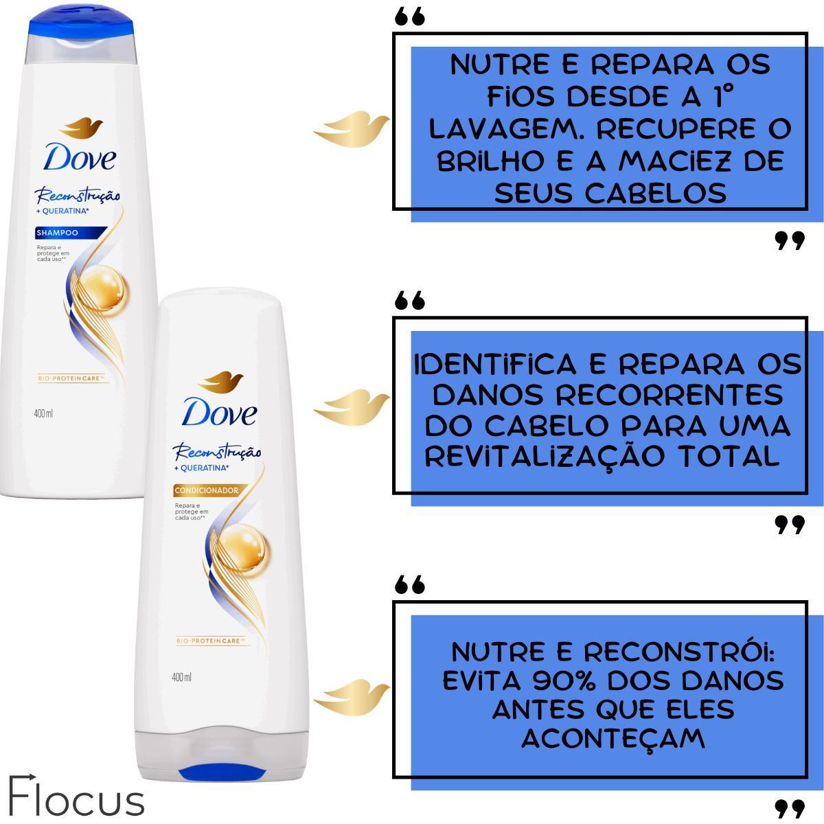 Miniatura Kit Dove Reconstrução Queratina Óleo Sérum Bifásico Mascara