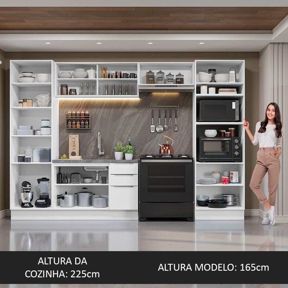 Armário De Cozinha Completa 330cm Branco Stella Madesa 07 Branco