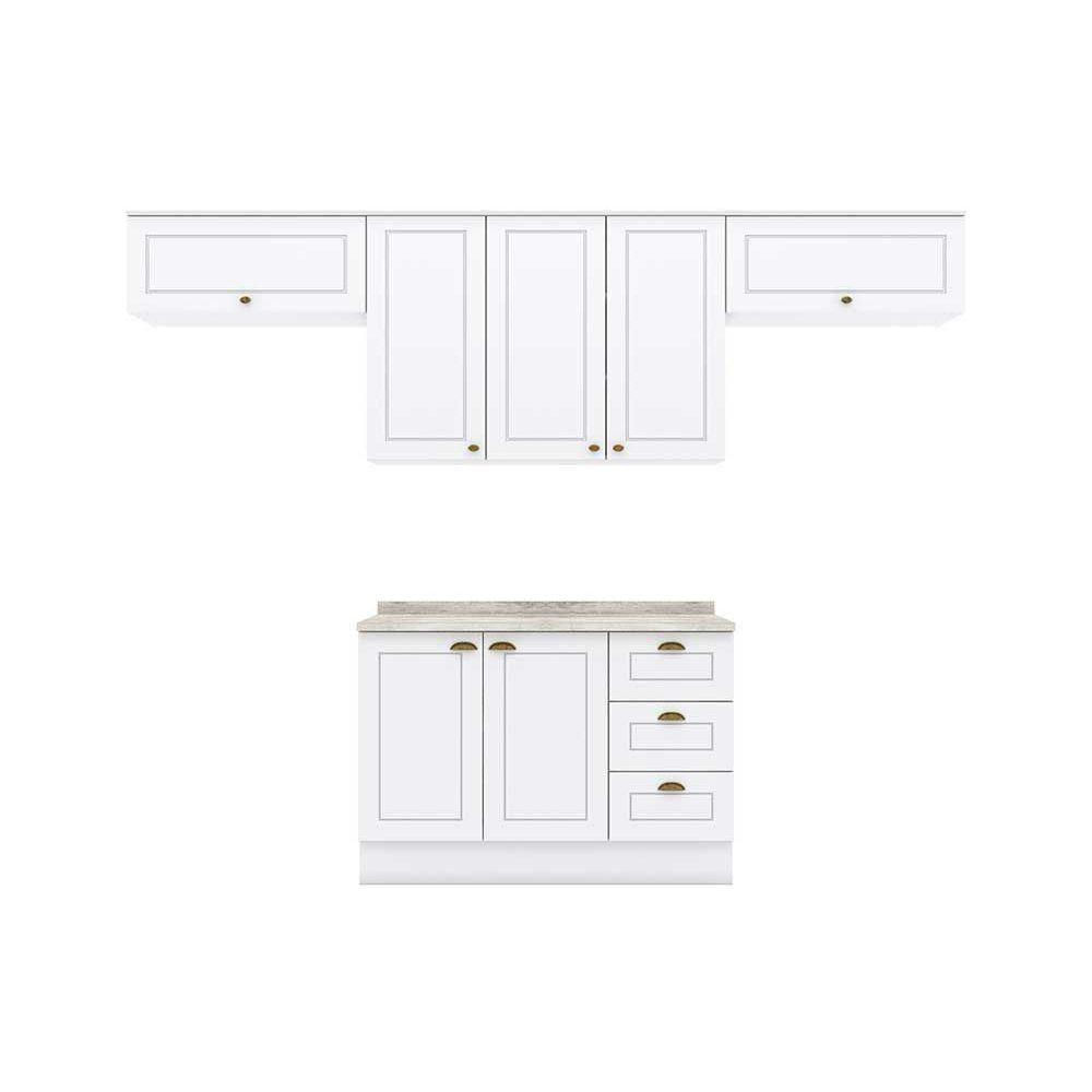 Miniatura Cozinha Modulada Henn Americana 5 Peças (3 Armários + 1 Balcão + 1 Complemento) C5P11 Branco