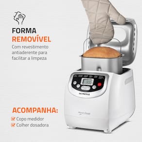 Panificadora Automática Mondial Master Bread NPF-54 com 19 Funções Pré-programadas - Branca 110V