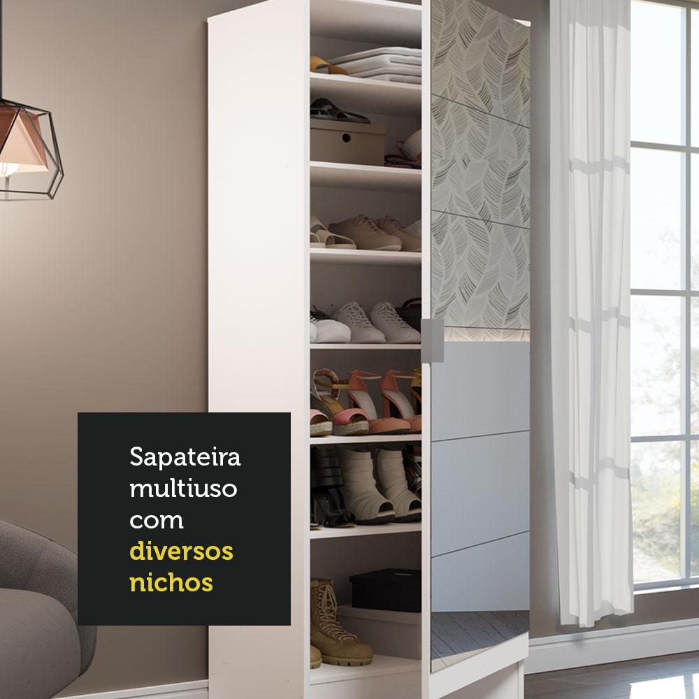 Sapateira Armário Multiúso Madesa Isis 1 Porta com Espelhos - Branco Branco