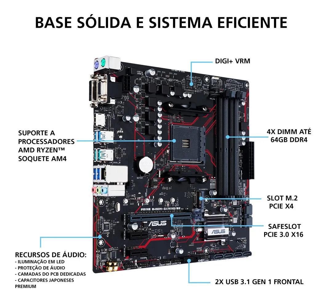 Miniatura Placa Mae Amd Asus B450M-Prime/Br Gaming Am4 Ddr4