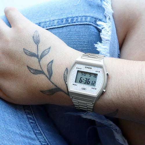 Miniatura Relógio Feminino Casio Glitter Vintage B640Wdg-7Df Prata
