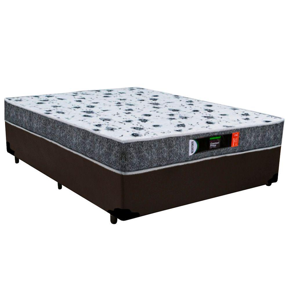 Miniatura Cama Box Casal + Colchão Casal Ortopédico Resistente Pró D28 Prime Colchões 48x138x188 Marrom