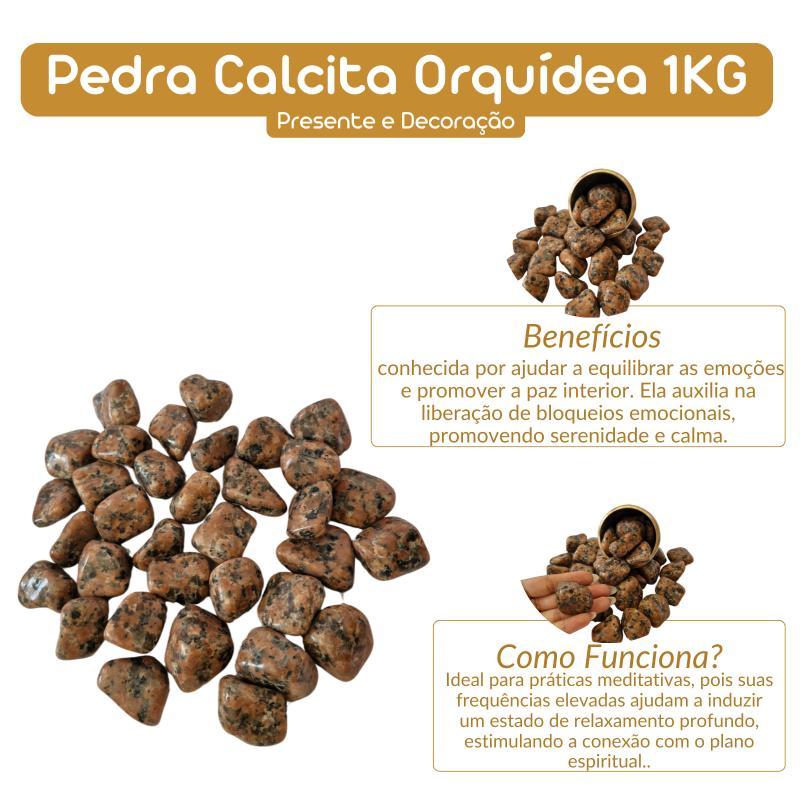 Miniatura Pedra Calcita Orquídea 4 A 6 Cm Rolada 1 Kg Natural