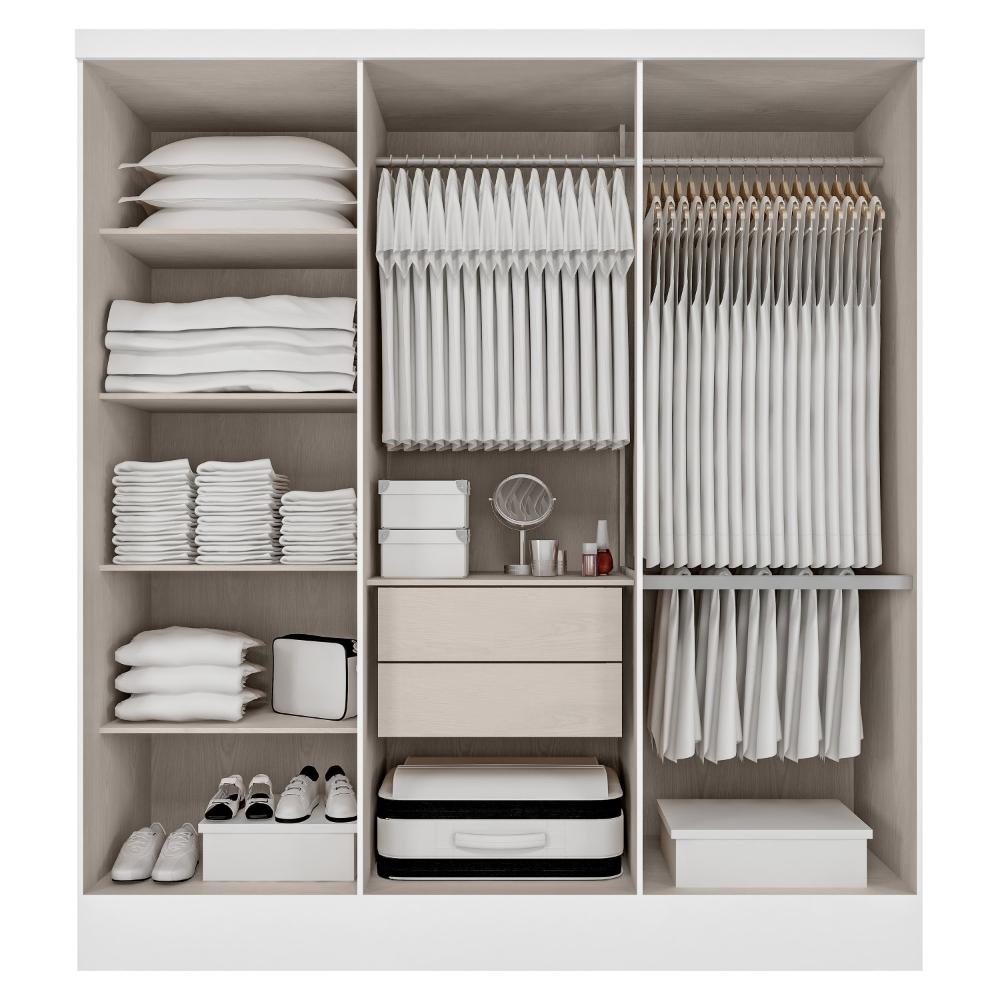 Guarda Roupa Casal 6 Portas 2 Gavetas Paris Espresso Móveis Branco
