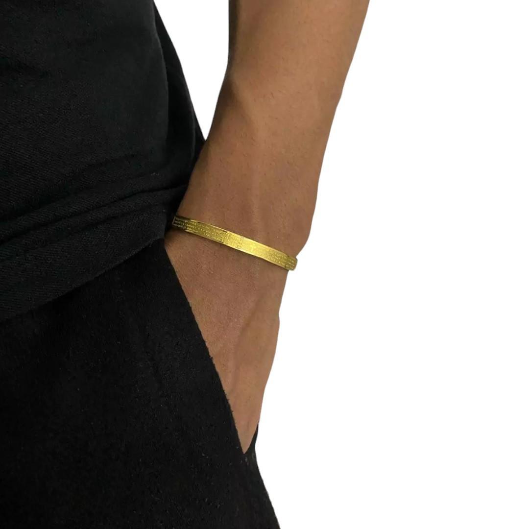 Miniatura Bracelete Liso Pai Nosso 6Mm - Banhado A Ouro 18K