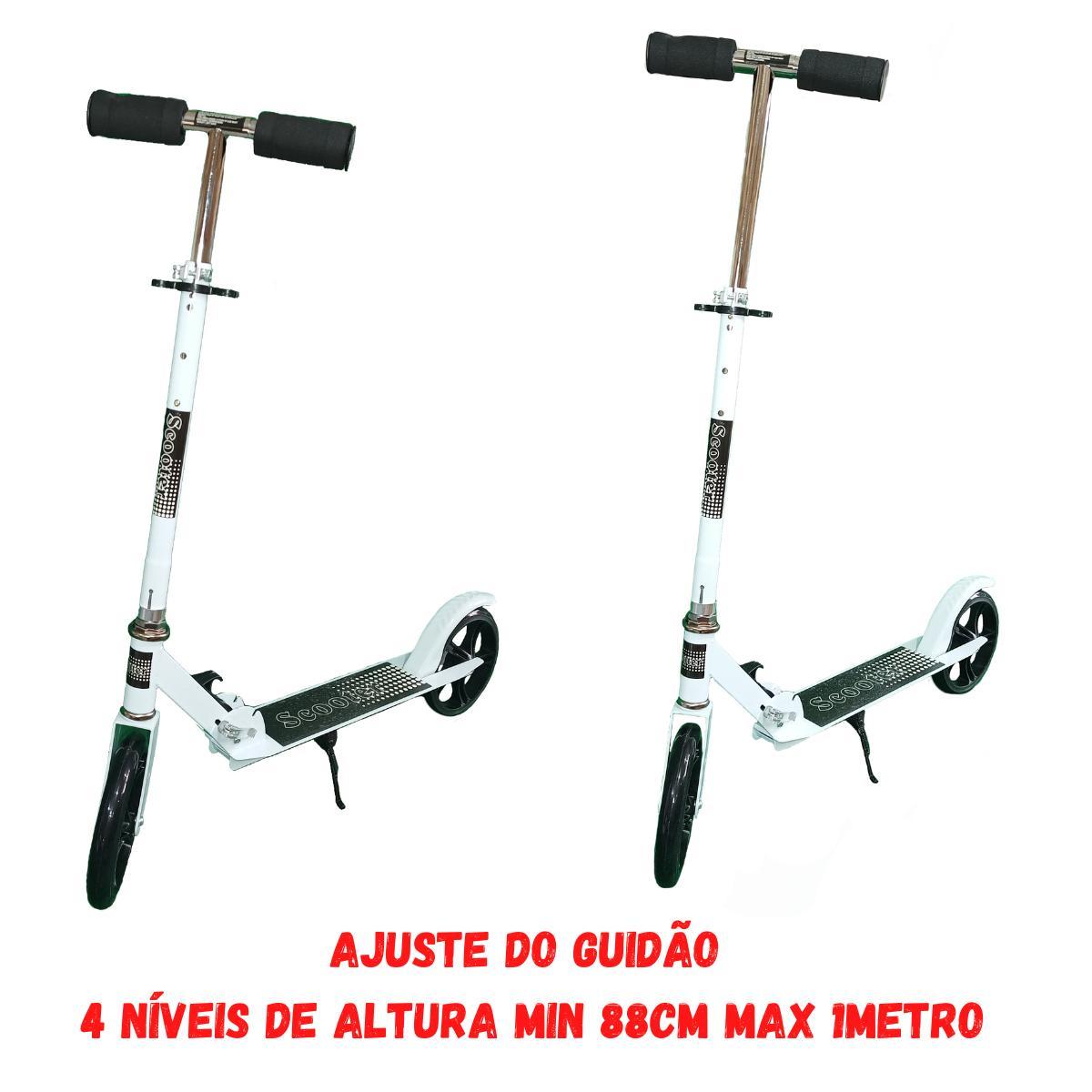 Miniatura Patinete Crianças Jovens E Adultos Ajustável Branco 100Kg