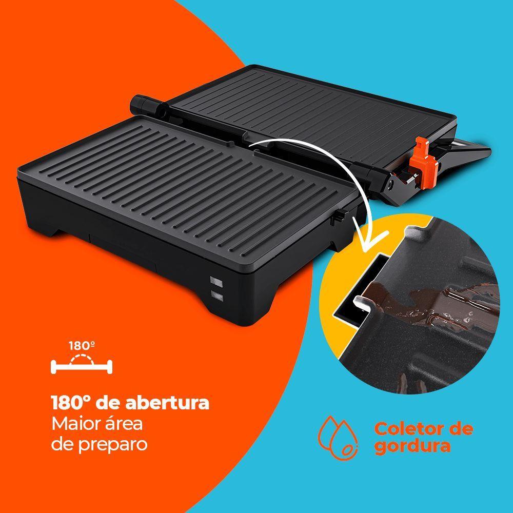 Miniatura Grill Cadence Inox Chapa Firme 110V