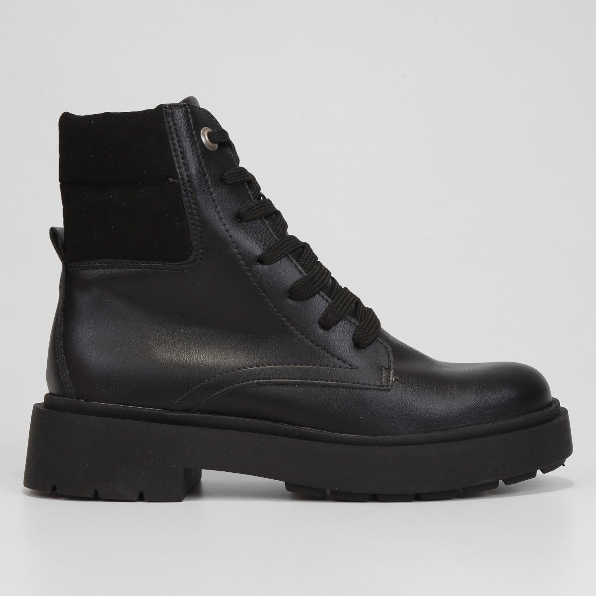 Miniatura Bota Coturno Sua Cia Tratorada Recorte Feminina Preto+Chumbo - 34