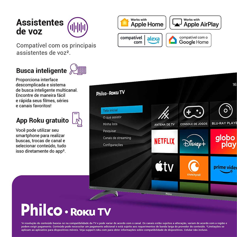 Smart TV Philco 43 Polegadas PTV43VA4REGB Full HD LED Dolby Audio Roku TV Preto - Bivolt