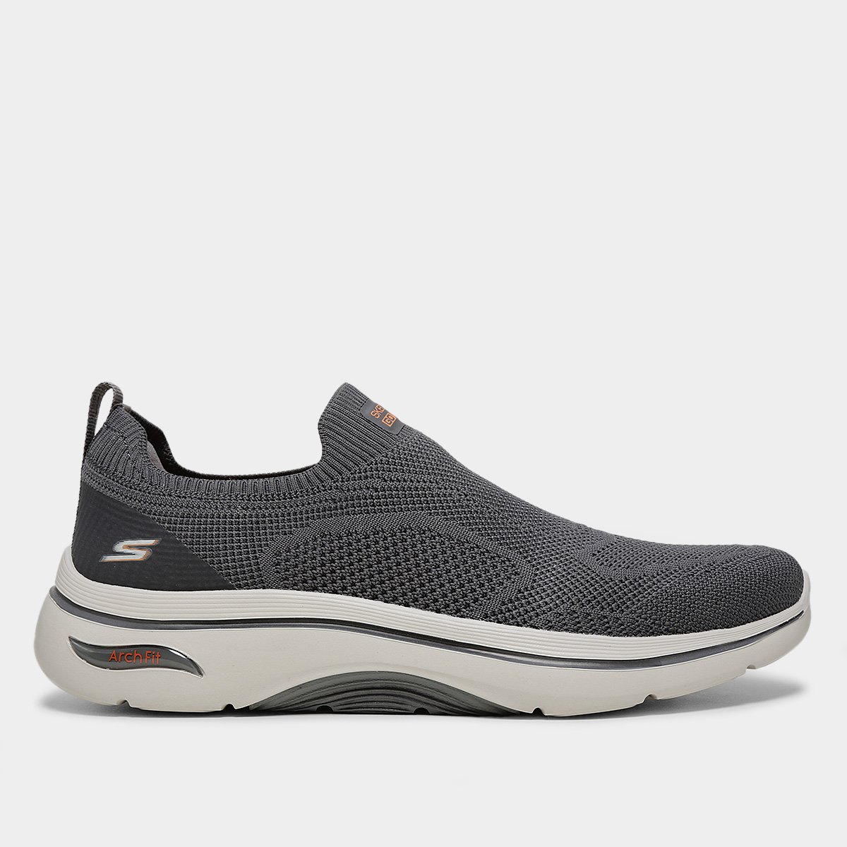 Miniatura Tênis Skechers Go Walk Arch Fit 2.0 Masculino Cinza+Laranja - 38