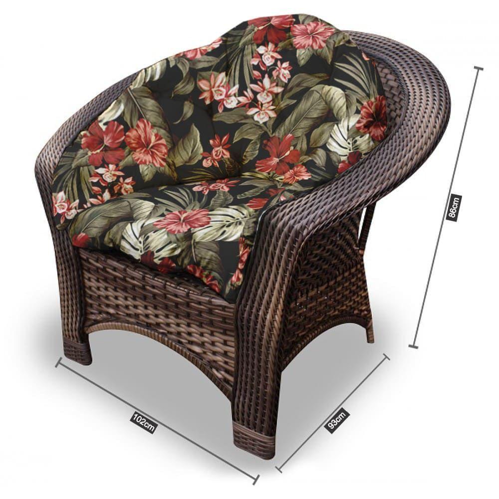 Miniatura Conjunto De Poltronas Fibra Sintética 19 - 4 Poltronas + 1 Mesa Centro - Tecido Maui Preto