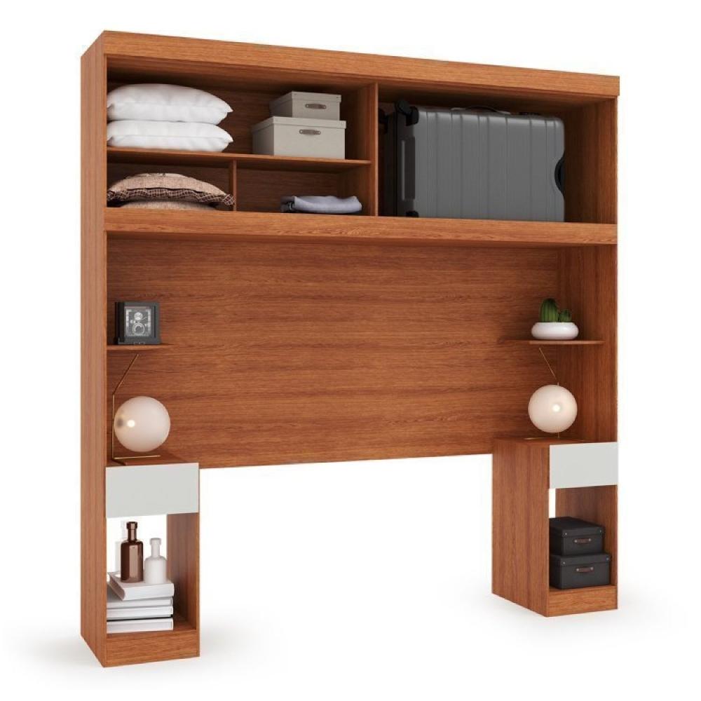 Conjunto para Quarto com Guarda Roupa Modular Gênova Plus Freijó Wood/Off-White