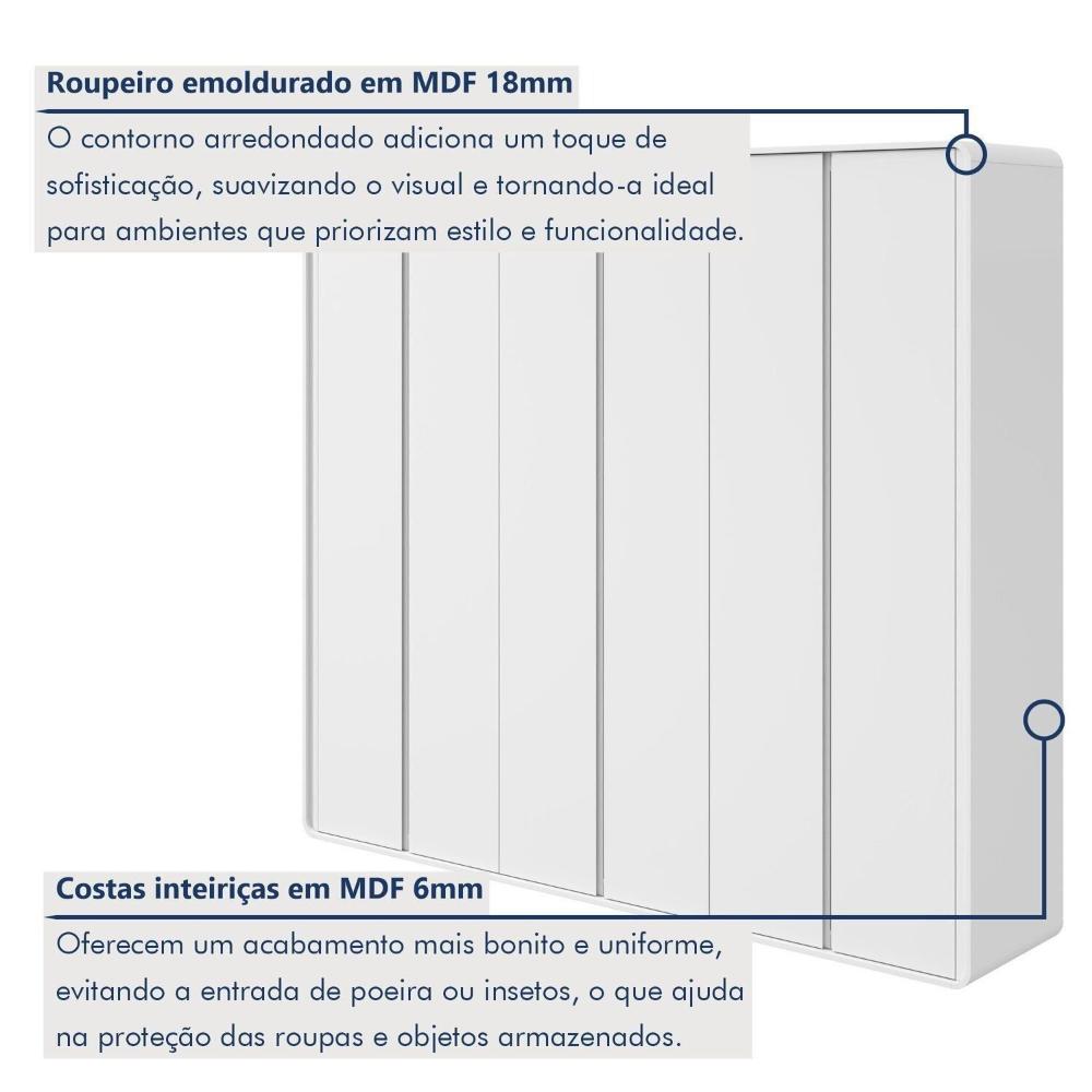 Guarda-roupa Casal 6 Portas 100% Mdf Loop Branco