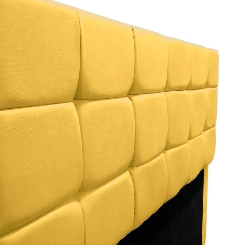 Miniatura Cabeceira Cama Box Queen 160 Cm Bianca Suede Amarelo