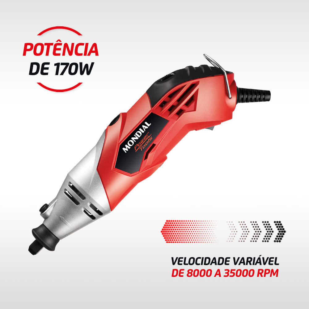 Miniatura Micro Retífica Mondial Power Tools FMR-01 MICRO RETIFICA-127V-VERMELHO
